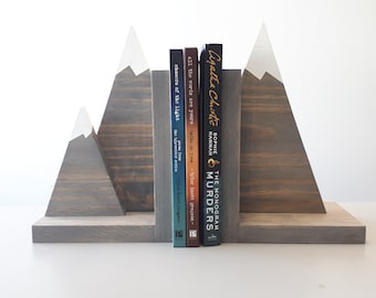 Mountain Bookends - Adventure Decor - Woodland Nursery - Mountain Decor - Mountain Nursery