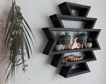 Izel Aztec Wood Shelf - Wall Hanging - Aztec Decor - Wood Shelf