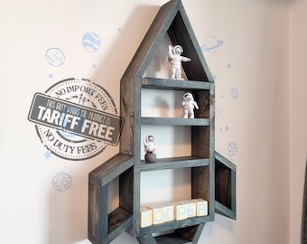 Wood Spaceship Wall Shelf: Rustic Space Nursery Decor