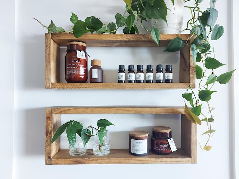 2 Set Medium Wood Box Wall Décor Wood Shelves Rustic Décor Etsy