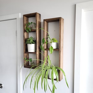 2 Set Long Wood Box Wall Décor - Wood Shelves - Rustic Décor - Plant Décor - Floating Box Shelves