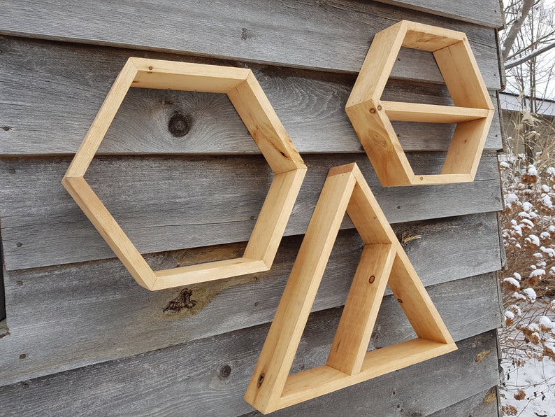 Hexagon/Triangle Shelf Set Wall Hangings Shelves Etsy