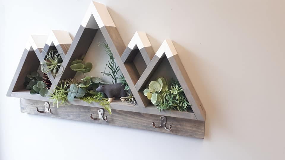 Wood Mountain Shelf Fivepeak Mountain Shelf With Hooks Etsy Canada