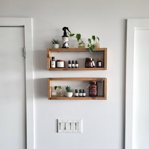 2 Set Medium Wood Box Wall Décor - Wood Shelves - Rustic Décor - Plant Décor