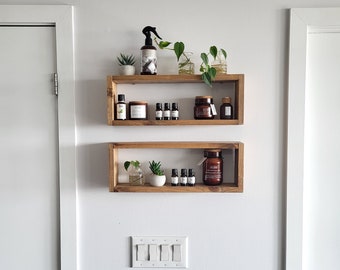 2 Set Medium Wood Box Wall Décor - Wood Shelves - Rustic Décor - Plant Décor