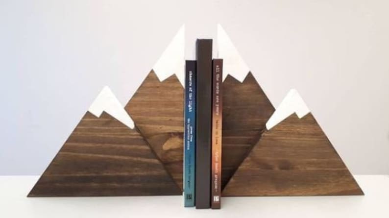 Mountain Bookends - Adventure Decor - Woodland Nursery - Mountain Decor 