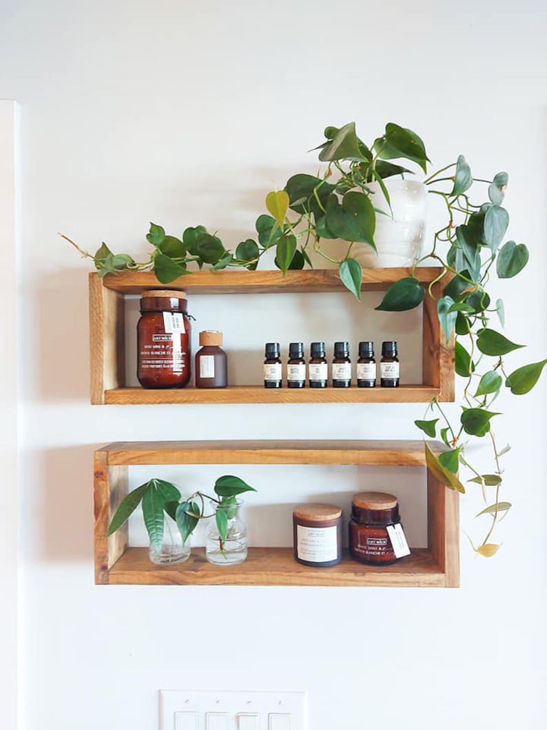 2 Set Medium Wood Box Wall Décor Wood Shelves Rustic Décor Etsy