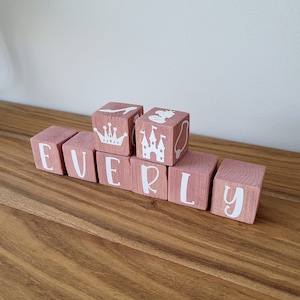 Princess Name Wood Blocks - Personalized Blocks - Girl Nursery - Kids Room Decorations - Shelf Decor