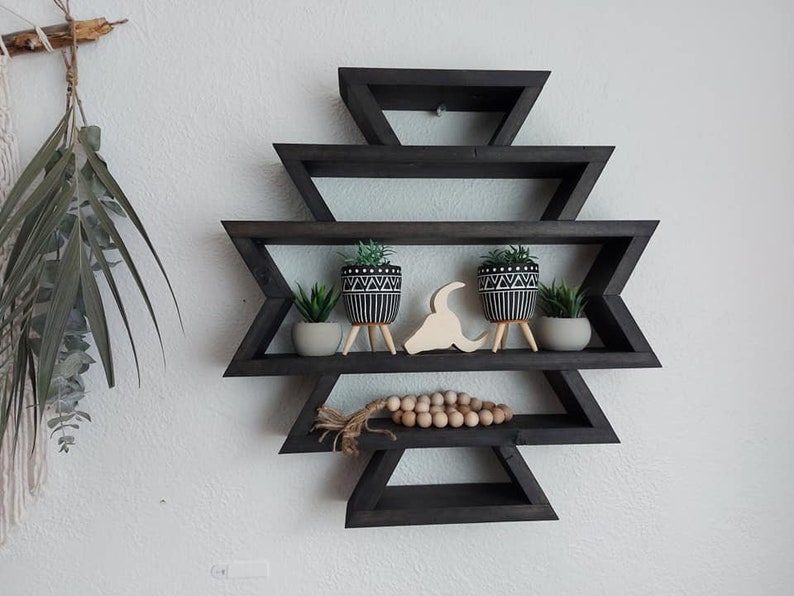 Izel Aztec Wood Shelf - Wall Hanging - Aztec Decor - Wood Shelf
