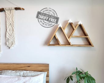 Pine Decorative Wooden Mountain Wall Shelf - Kids Wood Mountain Shelf