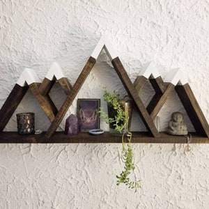 Five Peak Wood Mountain Shelf - Wood Mountain Shelf - Wall Hangings - Floating Shelf - Nursery Room Decor - Wood Mountain Wall Art