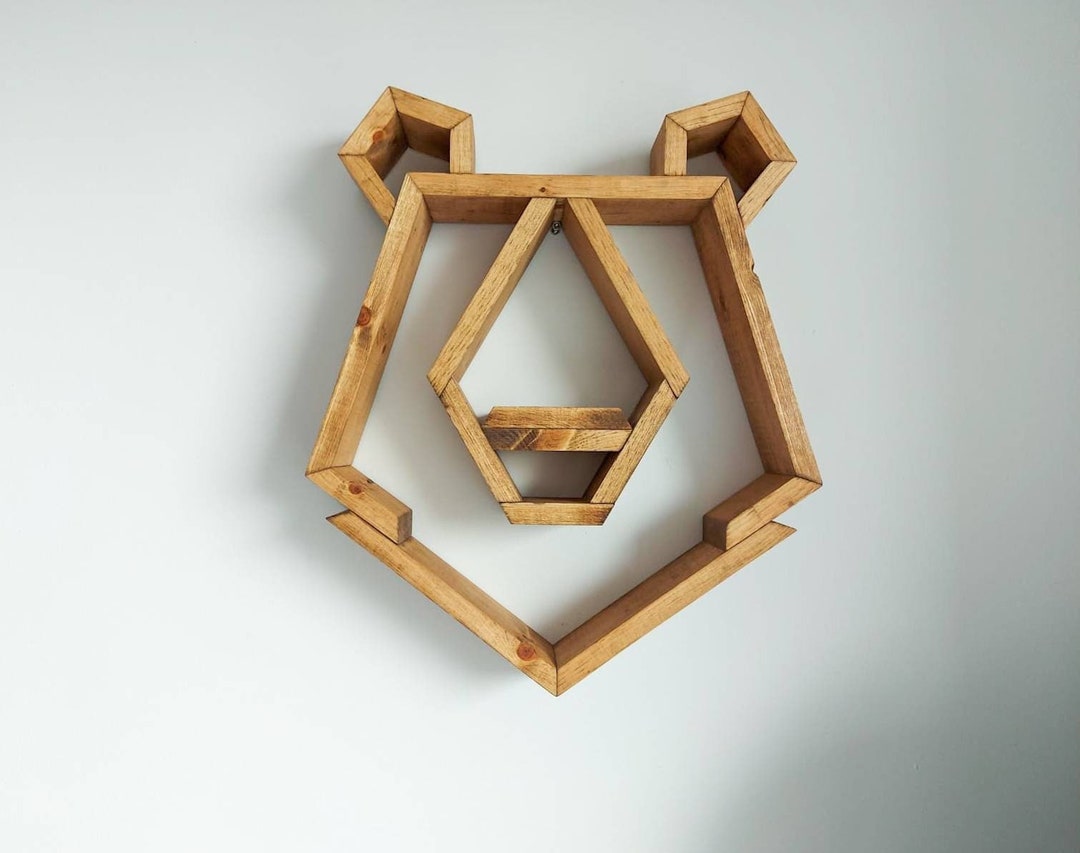 Grizzly Bear Head Wood Shelf Adventure Bedroom Woodland Nursery Bear