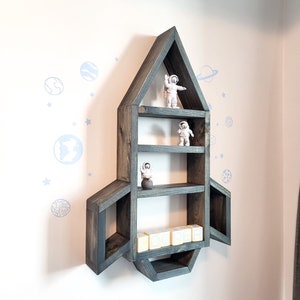 Wood Spaceship Wall Shelf - Rocketship - Space Nursery Decor - Nursery Art - Home Decor - Wall Shelf