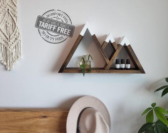 Mini Wood Mountain Shelf - Pine Decorative Wooden Mountain Wall Shelf
