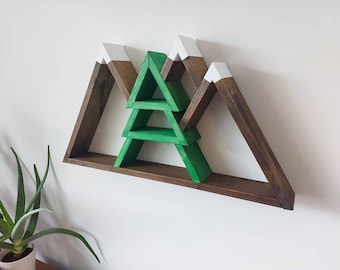 Evergreen Mountain Shelf - Wood Mountain Shelf -  Rustic decor - Nursery decor - Adventure Decor