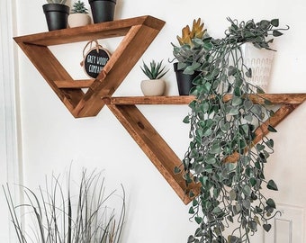 2 Set Triangle Wood Shelves - Wood Shelves - Rustic Decor - Triangle Shelves
