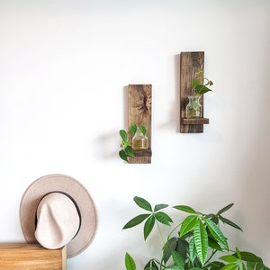 2 Set Long Plant Shelves - Wood Shelves - Rustic Décor - Plant Décor - Wall Decor