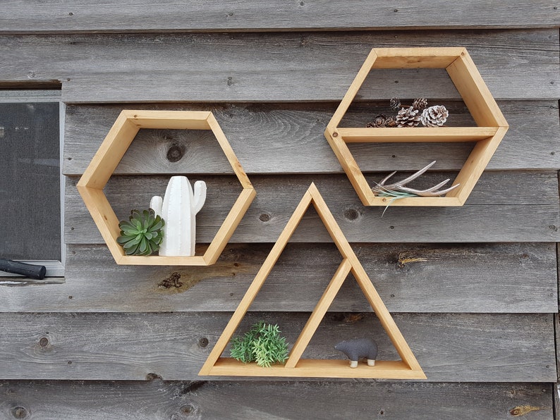 Hexagon/Triangle Shelf Set Wall Hangings Shelves Etsy