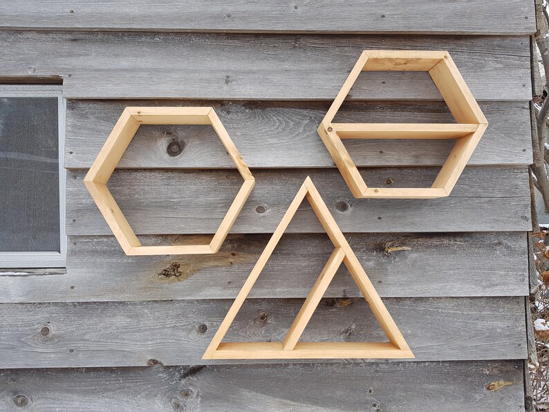 Hexagon/Triangle Shelf Set Wall Hangings Shelves Etsy