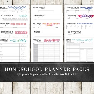 Homeschool Planner Pages - Editable & Printable