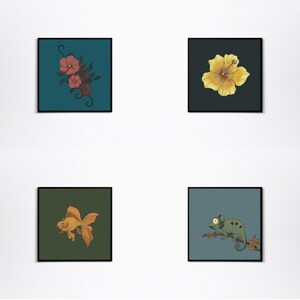 Mini impressions carrées d’art | Mini impressions murales pour la maison | Tirages d’art naturels | Impressions de fleurs pour la maison | Tirages d’art/cartes | Décoration de maison