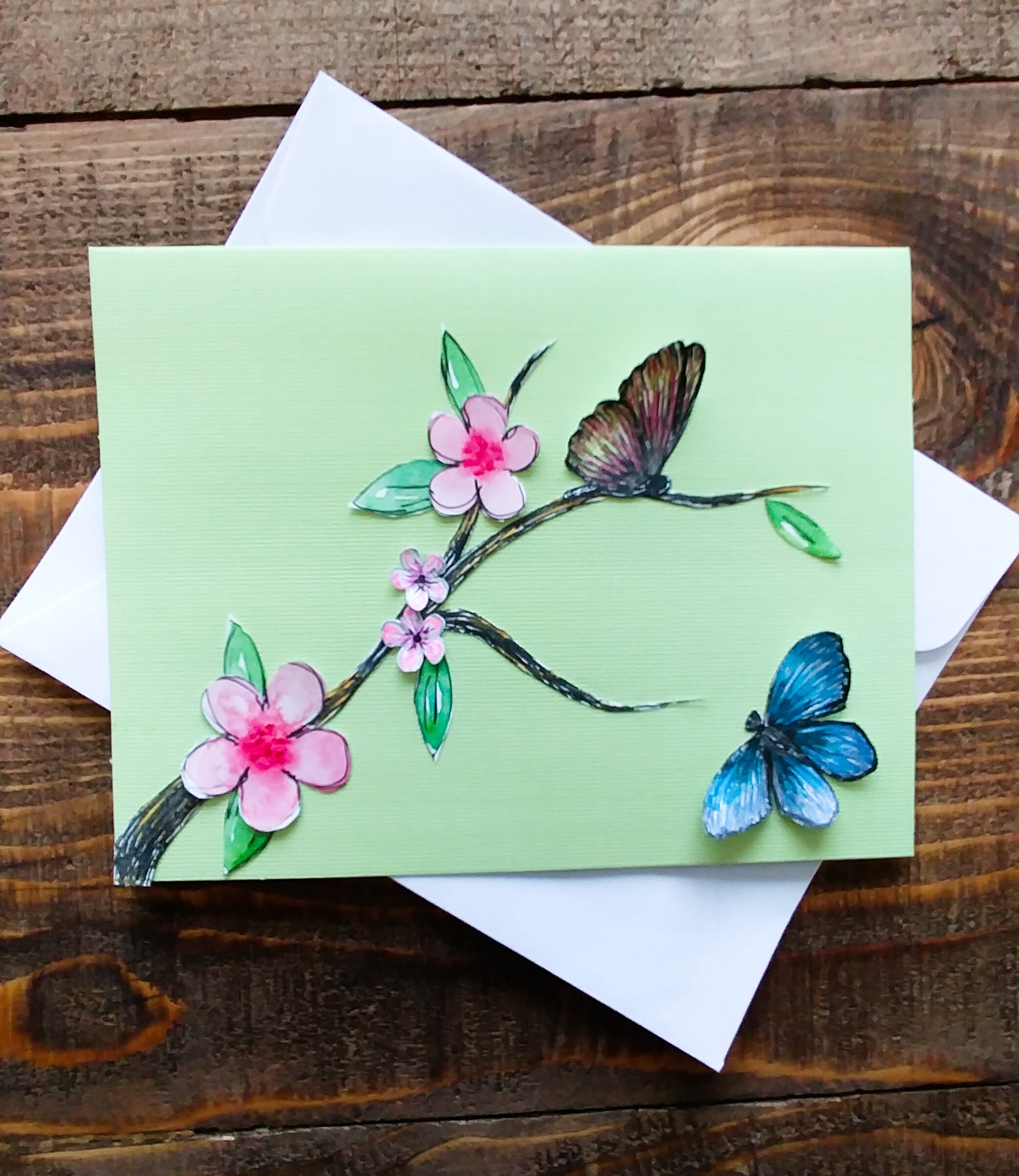 Download Original Handmade 3d Butterfly Art Card With Cherry Blossoms Etsy