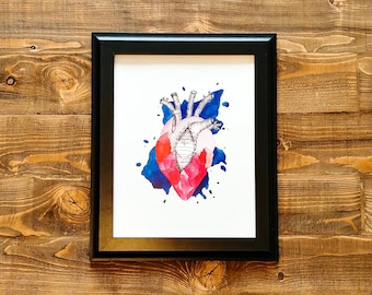 RIP my Heart Wall Art Print, Watercolor Wall Decor, Abstract Heart Painting, Anatomy Art, Abstract Art, Art Prints, Digital Art Print