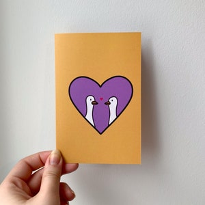 Deux canards amoureux carte | Cartes mignonnes de la Saint-Valentin | Carte d’amour de canard | Carte mignonne pour femme | Carte de Saint-Valentin vierge pour petit ami