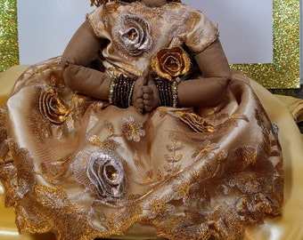 Handmade one of a kind African American cloth doll 22in