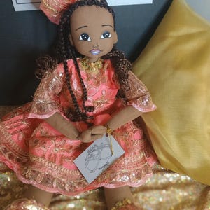 Handmade ooak African American cloth doll 22in