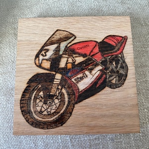 Personalised Oak Coaster - Handmade Bespoke Pyrography Art on Wooden Mug Coasters - Freehand Pyrography
