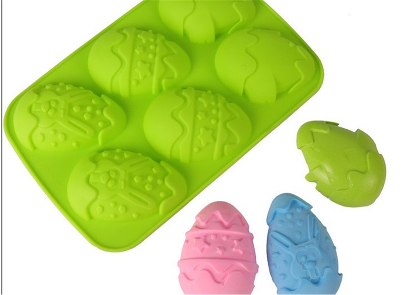 6 cavity easter egg silicone mold crafts tools for cake candy Etsy
