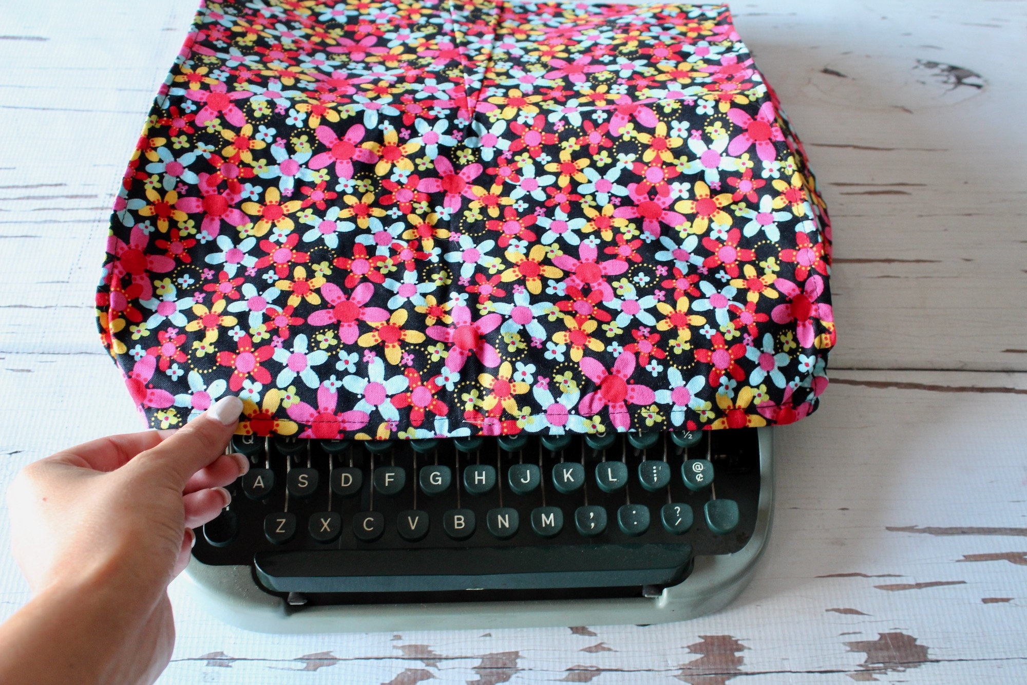 Multicolored FLORAL fabric Typewriter Cover Small Etsy