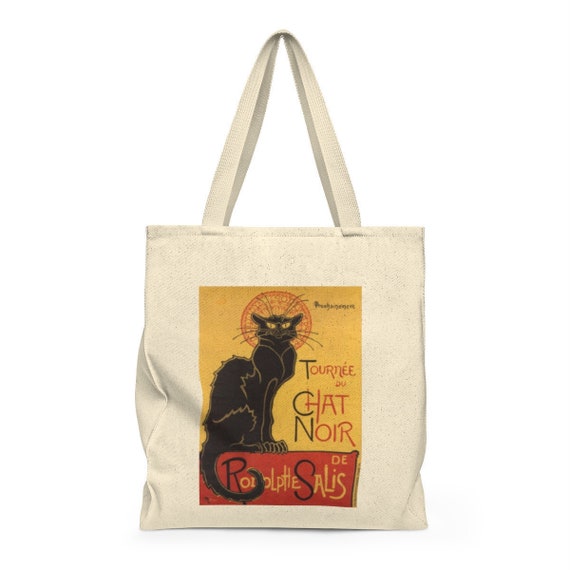 Canvas Shopping Tote Bag Black Cat Chat Noir