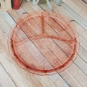 Jeannette Glass Cherry Blossom 3 section round grill plate
