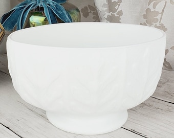 Oval coral designed milk glass planter, FTD house plant planter