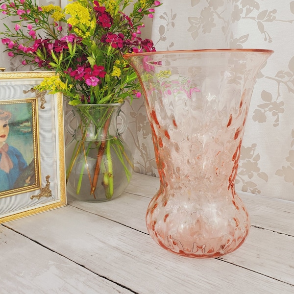 Pink Glass Vase Etsy