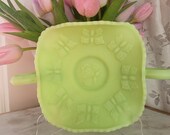 Beautiful Fenton lime green butterfly sherbet nappy bowl, tidbit bowl, uranium vaseline glass, satin finish, nut candy dish, collectible