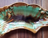 DeForest of California midcentury modern drip glaze bowl, mid century modern pottery dish, nut dish, relish dish, model 3318, air planter