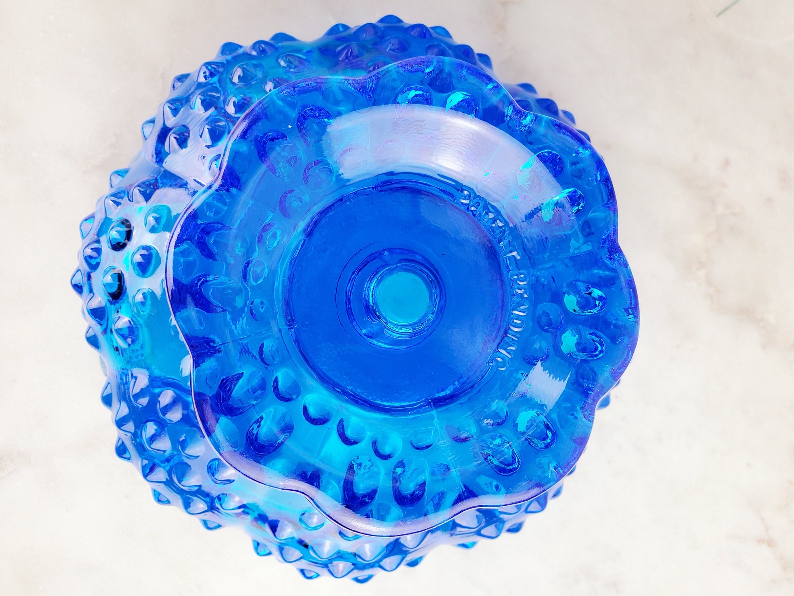 Cobalt Blue Fenton Hobnail Candle Holder Depression Glass Etsy