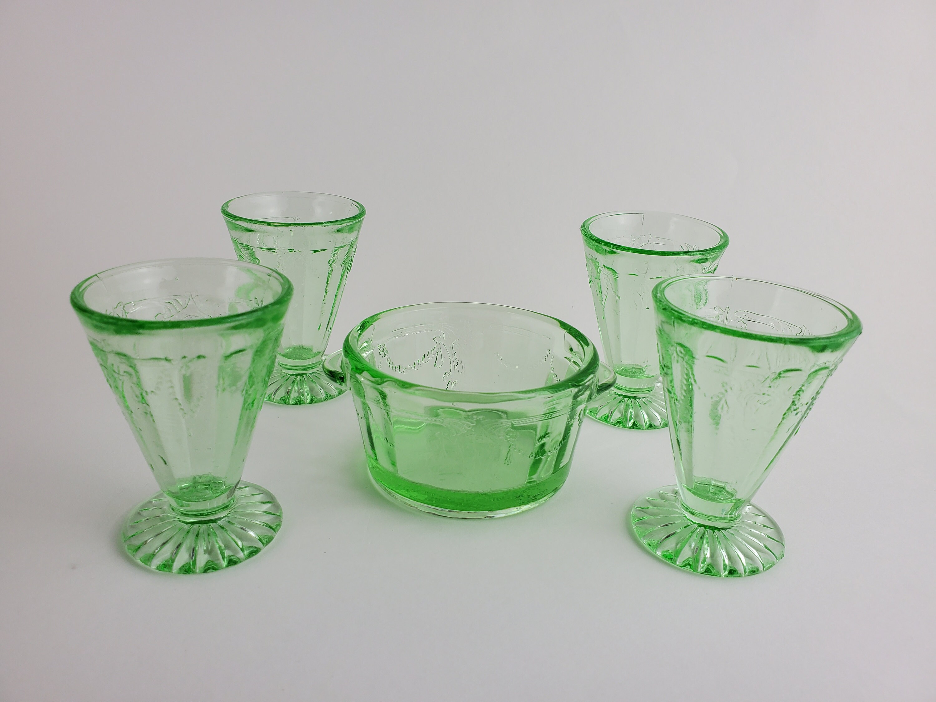 Mosser Glass Miniature Jennifer Set#7 Four Cups and Ice Bucket 