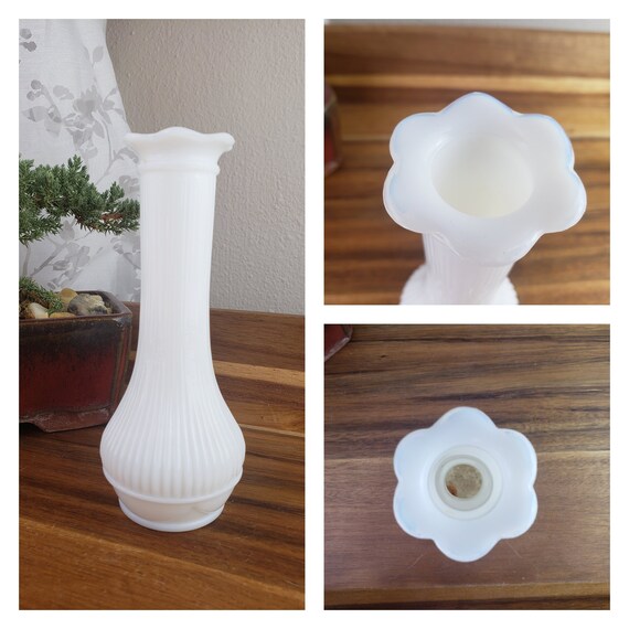 Sweet White Milk Glass Bud Vase Small Milkglass Flower Vase Etsy