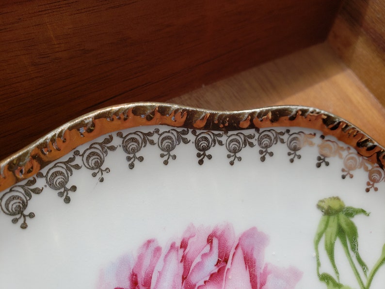 Wheelock China Floral Plate Rose Plate Gold Border Etsy