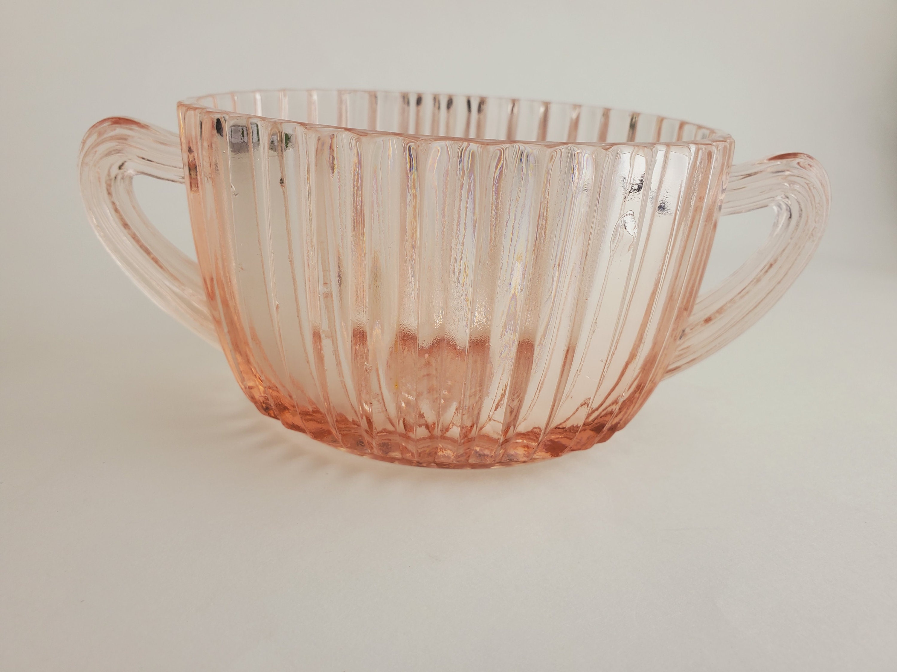 Hocking Glass Queen Mary Pattern Pink Depression Glass Sugar Etsy