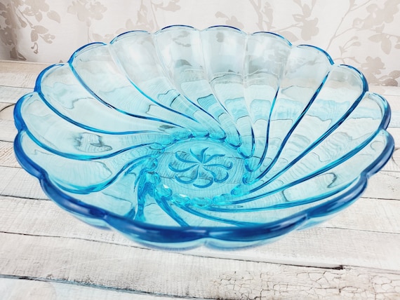 Hazelware Capri Colony Swirl Azure Blue Bowl Bright Aqua - Etsy