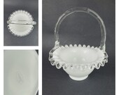 Fenton Silvercrest milk glass basket, vintage milkglass basket