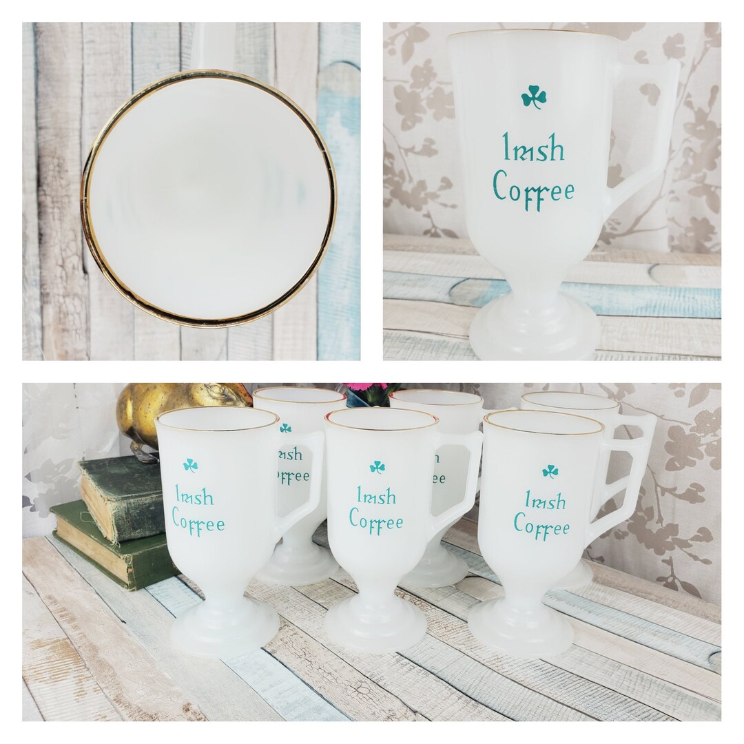 SET of 6 Six Irish Coffee Milk Glass Mugs Milkglass Hot Etsy