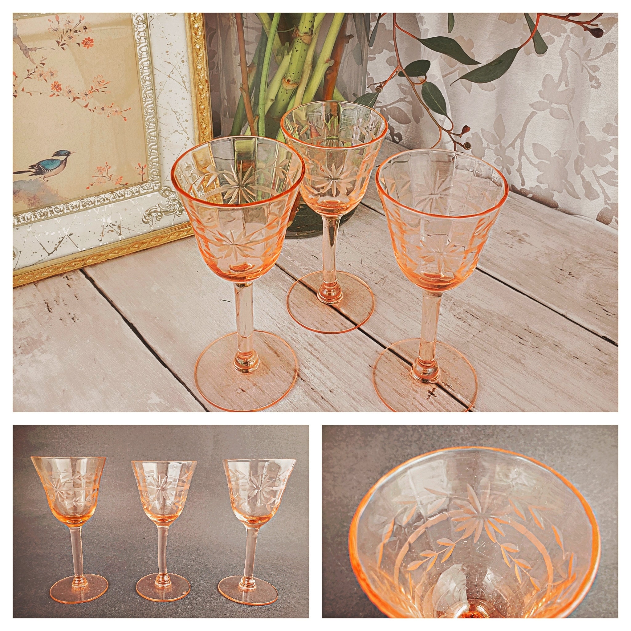 Vintage PINK DEPRESSION Glass Cocktail - Martini Glasses, Set of 6,  Mixologist Cocktail Glasses, Vintage Pink Martini Glasses, Pink Barware