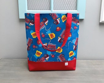 Navy Chevron Firetruck totefiretruckfire trucktotetote bagdiaper bagchevron toteboys totebeach totepreschool tote