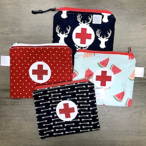 First Aid Pouch/ First Aid Kit/ Emergency Pouch/ Red Cross Pouch/ Bandaid Pouch/ Essential Oils Pouch/ Small Zippered Pouch